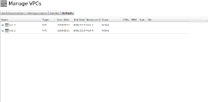 VPC Management table