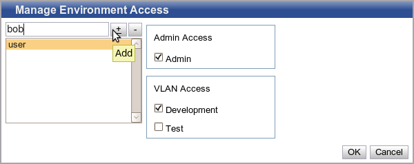 Manage VPC Users window